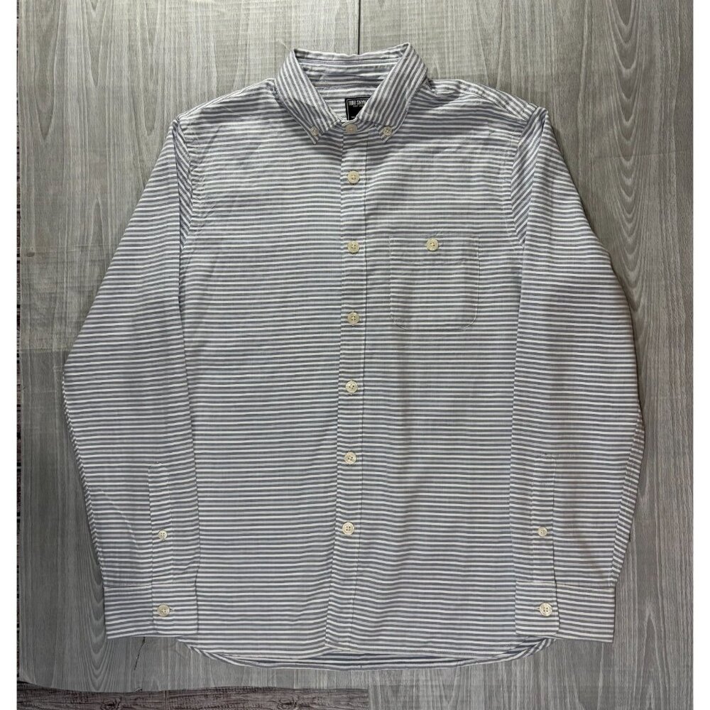 Todd Snyder Linen blend beach Shirt sz M blue striped NWOT